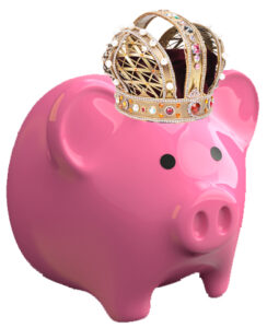 Pink Pig piggybank with a jeweled crown on the Pro Tax & Accounting Pink Pig piggybank with a jeweled crown on the Pro Tax & Accounting website