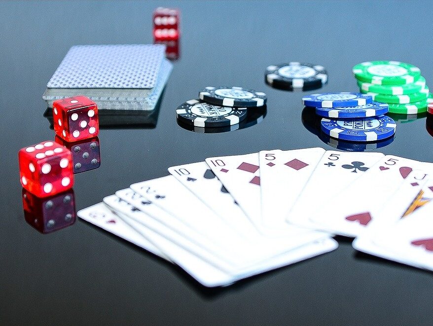 Card game with poker chips