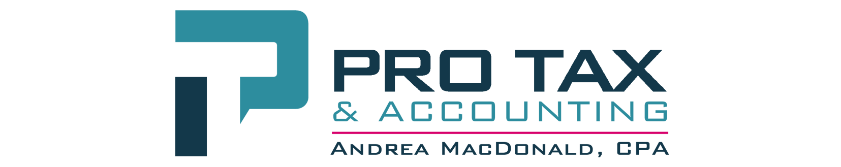 New Pro Tax & Accounting vertical logo in blue, teal and raspberry mobile version